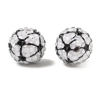 Sport Theme Opaque Acrylic Resin Beads, Round, Football, 20mm, Hole: 2.5mm