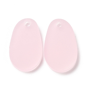 Translucent Acrylic Pendants, for DIY Earring Accessories, Oval, Pink, 22x13x2mm, Hole: 2mm