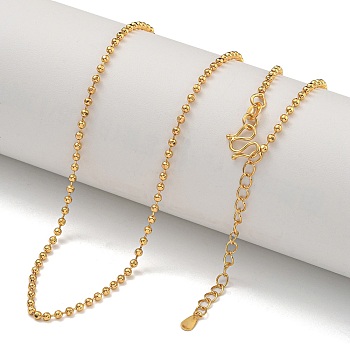 Brass Ball Chain Necklaces for Women, Real 18K Gold Plated, 18.43 inch(46.8cm)