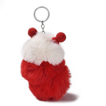 Cute Plush Cloth Worm Doll Pendant Keychains, with Alloy Keychain Ring, for Bag Car Key Pendant Decoration, Red, 18cm