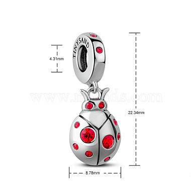 TINYSAND Ladybug Thailand 925 Sterling Silver European Dangle Charms(TS-P-059)-3