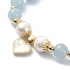 Natural Mixed Gemstone & Pearl Beaded Stretch Bracelet(BJEW-JB09360)-5
