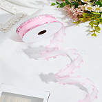 1 Roll Heart Valentine's Day Polyester Lace Trim, Clothes Accessories, Pearl Pink, 1 inch(25mm), about 19.69 Yards(18m)/roll(OCOR-LP0003-63A)