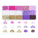 DIY Bohemian Stacked Beads Bracelet Making Findings Kits, including Glass & Acrylic Beads, CCB Plastic Beads, Purple, 3mm, Hole: 1mm(DIY-YW0011-39)