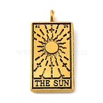 Tibetan Style Alloy Pendants, Rectangle with Tarot Pattern, Antique Golden, 26x13x2mm, Hole: 2mm(TARO-PW0001-01B-G)