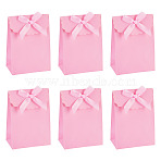 Paper Packing Bags with Bowknot, Rectangle, Pink, 10.5x7.5x0.3cm, Open: 10.5x7.5x4.1cm(ABAG-TAC0017-001A)