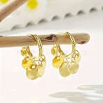 201 Stainless Steel Chandelier Earrings, Flat Round, Golden, 26x17mm(CA0212)