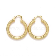 Rack Plating Brass Hoop Earrings, Textured, Long-Lasting Plated, Lead Free & Cadmium Free, Round Ring, Real 18K Gold Plated, 34~34.5x29.5x4mm, Pin: 0.6x1.2mm(EJEW-F278-08G)