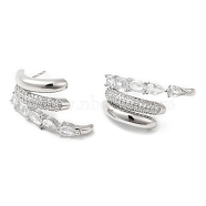 Crystal Rhinestone Claw Stud Earrings, Brass Earrings for Women, Lead Free & Cadmium Free, Platinum, 13x25mm(EJEW-D059-04P-01)