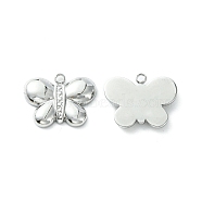 304 Stainless Steel Pendants, Butterfly Charms, Stainless Steel Color, 12x15x2.7mm, Hole: 1.4mm(STAS-L269-030P)