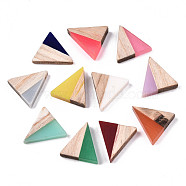 Translucent Opaque Resin & Wood Cabochons, Triangle, Mixed Color, 15x14.5x3mm(CRES-N028-001A)