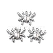 304 Stainless Steel Charms, Spider Charm, Anti-Tarnish, Stainless Steel Color, 10.5x12.5x2.5mm, Hole: 1mm(STAS-Z121-09P)