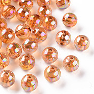 Transparent Acrylic Beads, AB Color Plated, Round, Sandy Brown, 12x11mm, Hole: 2.5mm, about 566pcs/500g(MACR-S370-B12mm-761)