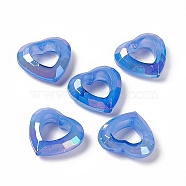 UV Plating Rainbow Iridescent Acrylic Bead Frames, Faceted Heart, Cornflower Blue, 24x26x9mm, Hole: 1.5mm, Inner Diameter: 13x13mm(PACR-M003-04D)