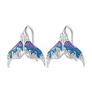 Mermaid Tail Sterling Silver Dangle Earrings, Blue, 15x15mm(JE1142A)