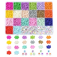 DIY Beads Jewelry Making Finding Kit, Including 264Pcs 22 Style Round Baking Paint Glass Seed & Acrylic Letter Beads, Mixed Color, 4~7x3~5mm, Hole: 1.2~1.5mm, 12G/style(DIY-FS0004-44)