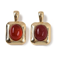 Natural Carnelian(Dyed & Heated) Pendants, Brass Rectangle Charms, Real 18K Gold Plated, 19.5x11x5.5mm, Hole: 2x4mm(KK-P283-50G)