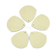 Eco-Friendly Cowhide Pendants, teardrop, Light Yellow, 34x31.5x2mm, Hole: 1.5mm(FIND-T045-25H)