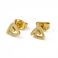 Vacuum Plating 304 Stainless Steel Triangle Stud Earrings for Women, Golden, 6x6.5mm, Pin: 0.8mm(EJEW-P212-03G)