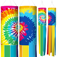 Polyester Windsock Streamer Flag, with Alloy Clasps, Home Outdoors Hanging Decoration, Rainbow Pattern, 1000mm(HJEW-WH0100-008)