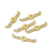 Rack Plating Brass Micro Pave Clear Cubic Zirconia Connector Charms, Real 18K Gold Plated, Long-Lasting Plated, Cadmium Free & Nickel Free & Lead Free, Letter Links, Letter.D, 6x27.5x3mm, Hole: 1.2mm(KK-C007-37G-D)