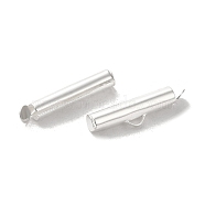 Brass Cord Ends, Column, 925 Sterling Silver Plated, 23x4mm, Hole: 1.5mm, Inner Diameter: 3mm(FIND-Z039-22F-S)