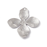 304 Stainless Steel Pendants, Flower Charms, Stainless Steel Color, 45x42x3mm, Hole: 1.8mm(STAS-K242-13P)