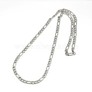 304 Stainless Steel Figaro Chain Necklace Making, Stainless Steel Color, 19.88 inch~21.65 inch(50.5~55cm), 5mm(STAS-A028-N021P)
