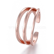 Adjustable Triple Band Brass Toe Rings, Open Cuff Rings, Open Rings, Rose Gold, US Size 3(14mm)(RJEW-EE0002-09RG)