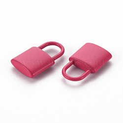 Spray Painted Alloy Pendants, Cadmium Free & Lead Free, Padlock, Cerise, 18.5x11x4mm, Hole: 5.5x6mm(PALLOY-Q433-031F-RS)