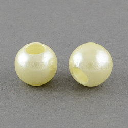 ABS Plastic Imitation Pearl European Beads, Large Hole Rondelle Beads, Lemon Chiffon, 11.5~12x10mm, Hole: 4~5mm, about 780pcs/500g(MACR-R530-12mm-A61)