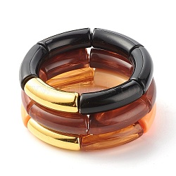 Acrylic & CCB Plastic Curved Tube Beads Stretch Bracelets Set for Women, Mixed Color, Inner Diameter: 53mm(X-BJEW-JB07318)