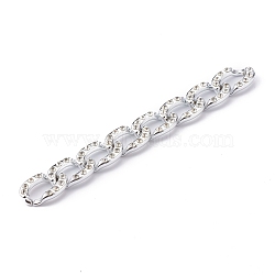 Handmade CCB Plastic Curb Chains, Twisted Chains, with Crystal Rhinestone, Platinum, Link: 30x19x5.5mm, about 39.37 inch(1m)/strand(AJEW-JB00906-03)