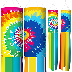 Polyester Windsock Streamer Flag, with Alloy Clasps, Home Outdoors Hanging Decoration, Rainbow Pattern, 1000mm(HJEW-WH0100-008)
