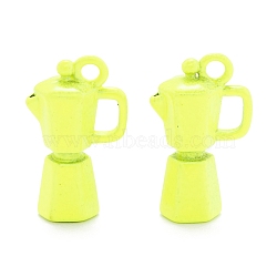 Spray Painted Brass Pendants, Teapot, Yellow, 18x10.7x6mm, Hole: 2mm(KK-P196-C07)