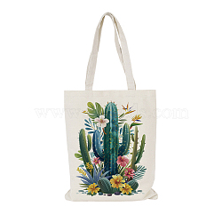 Cactus Printed Canvas Women's Tote Bags, with Handle, Shoulder Bags for Shopping, Rectangle, Colorful, 66.5cm, Bag: 39.5~40x32.5~33x0.2cm(ABAG-L018-E02)