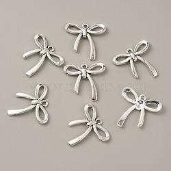 Tibetan Style Alloy Pendants, Bowknot Charms, Antique Silver, 24x25x2.5mm, Hole: 1.8mm(FIND-CJC0017-04AS)