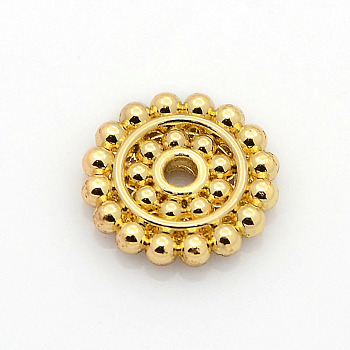 Alloy Daisy Spacer Beads, Long-Lasting Plated, Golden, 13x2mm, Hole: 1.5mm