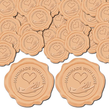 CRASPIRE 100Pcs Adhesive Wax Seal Stickers, Envelope Seal Decoration, For Craft Scrapbook DIY Gift, Palm, 30mm