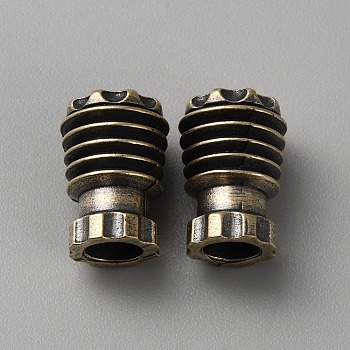 Brass EDC European Beads, Parachute String Beads, Large Hole Beads, for Knife Lanyard Keychain Bracelet, Antique Bronze, 15x10mm, Hole: 5mm