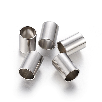 304 Stainless Steel Tube Beads, Column, Stainless Steel Color, 12x9mm, Hole: 8mm