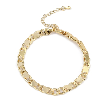 Rack Plating Brass Bracelets for Women, Long-Lasting Plated, Lead Free & Cadmium Free, Real 18K Gold Plated, 7-1/2 inch(18.9cm)