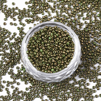 TOHO Round Seed Beads, 11/0, Japanese Seed Beads, (1702) Gilded Marble Green, 11/0, 2x1.5mm, Hole: 0.5mm, about 20000pcs/bag, 100g/bag
