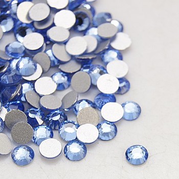 Glass Flat Back Rhinestone, Grade A, Back Plated, Faceted, Half Round, Light Sapphire, SS5, 1.7~1.8mm, 1440pcs/bag