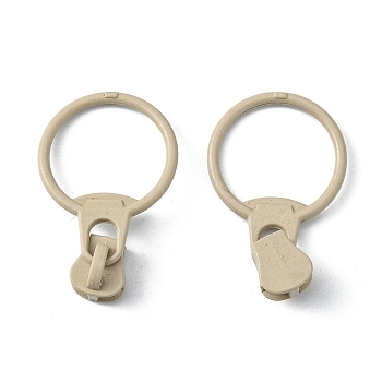 Alloy Zipper, with Resin Puller, Round, Cadmium Free & Lead Free, Tan, 37mm, ring: 31.5x23.5x1.5mm, zipper puller: 10.5x9x7.5mm
