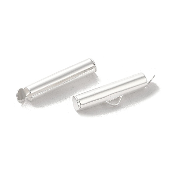 Brass Cord Ends, Column, 925 Sterling Silver Plated, 23x4mm, Hole: 1.5mm, Inner Diameter: 3mm