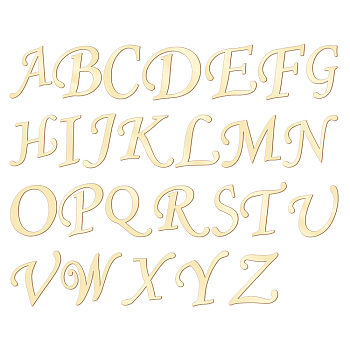 BENECREAT 26Pcs 26 Style Brass Single-Sided Stickers, Letter A~Z, for DIY Scrapbooking and Craft Decoration, Letter A~Z, 2.3~2.4x1.7~3.4x0.02cm, 1pc/style