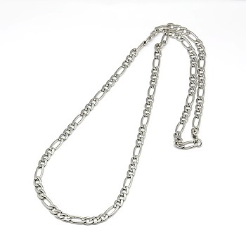 304 Stainless Steel Figaro Chain Necklace Making, Stainless Steel Color, 19.88 inch~21.65 inch(50.5~55cm), 5mm