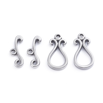 304 Stainless Steel Toggle Clasps, Teardrop, Stainless Steel Color, teardrop,: 18.5x9.5x2.5mm, Hole: 1.5mm, Bar: 6.5x16.5x2.5mm, Hole: 1.5mm
