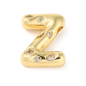 Brass Micro Pave Clear Cubic Zirconia Pendant, Letter A~Z, Letter Z, 21x16x6mm, Hole: 4mm.